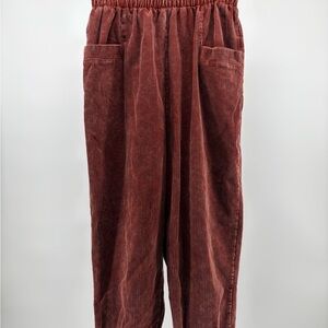 Zenana On The Go Ribbed Corduroy Burnt Orange Joggers Size Medium